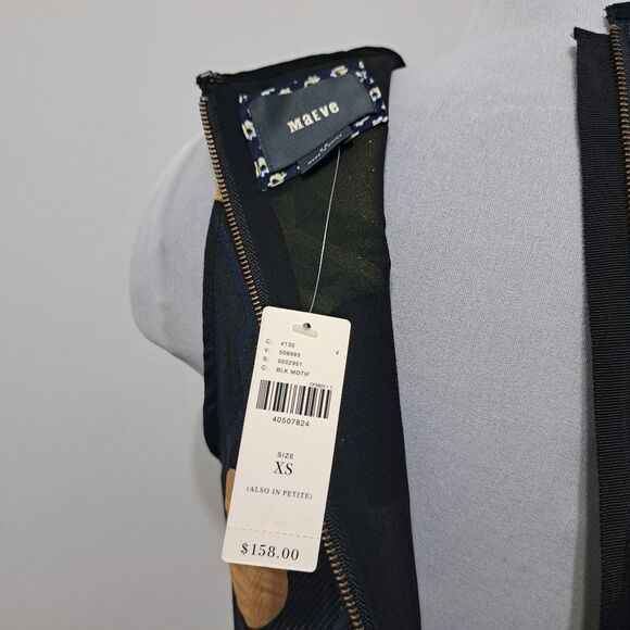 Anthropologie Maeve Tilde Polka Dot Palooza Retro Mod Metallic XS Black Motif NW - Picture 11 of 15